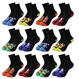 Uizuooy Socken Jungen 31-34 Socken Kinder 31-34 Jungen Kindersocken Unisex Sportsocken Fussball Baumwolle Kleinkind Sneakersocken Bunte Sommersocken Atmungsaktiv Tennissocken Kinder 12 Paar 2878