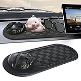 Dewppxi Multifunktions-Auto-Anti-Rutsch-Matte, Handyhalterung fürs Armaturenbrett mit Parknummernfeld, 3 In 1 Auto Anti-Rutsch-Pad für Handys, Sonnenbrillen, Schlüssel und Gadgets (Grau-Schwarz)