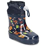 Playshoes Gummistiefel Halbschaft gefüttert Regenstiefel, Marine Waldtiere, 25 EU