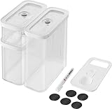 ZWILLING FRESH & SAVE CUBE Set, Größe M, 5-teiliges Aufbewahrungsset inkl. 3x CUBE Vorratsboxen (M,2M,3M), Messlöffel (3 Größen), 5x NFC-Etiketten, 1x Kreidestift