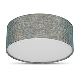 REV Deckenleuchte - Deckenlampe rund 30cm mit Stoff-Lampenschirm im Vintage-Look – ideal für Schlafzimmer & Wohnzimmer, grün-gold