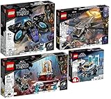 Lego 4er Set: 76211 Shuris Sonnenvogel, 76212 Shuris Labor, 76213 König Namors Thronsaal & 76186 Black Panthers Libelle