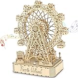 3D Holzpuzzle Spieluhr Bausatz, DIY Romantisches Karussell Mechanischer Modellbaukasten, Kreativer Holzbausatz für Jugendliche und Erwachsene, Perfekter Geburtstag für Jungen Mädchen 14+ (Skywheel)