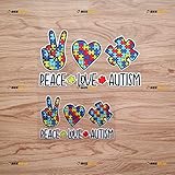 Peace Love Autismus Bewusstsein Puzzleteil Autist Hand Herz Aufkleber Decal Vinyl - 2er Pack reflektierend, 12,7 cm, 17,8 cm - für Auto Boot Laptop