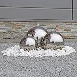 CLGarden Edelstahl Kugelbrunnen ESB2 Gartenbrunnen inkl. LED Beleuchtung mit 3 Edelstahl Kugeln poliert, Komplettset mit Pumpe, Wasserbecken, LED Leuchten, Verteilern und Schläuchen, Außenbereich, 12V