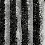 EXPLORER® Flauschvorhang 90x200 cm Wohnwagen Türvorhang für Wohnmobil/Balkontür Vorhang aus Chenille als Insektenvorhang Flausch Fliegenvorhang Camping Terrassen Tür Fliegenschutz Schwarz/Grau