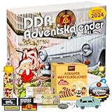 DDR Adventskalender 2024, 24 Türchen gefüllt mit unterschiedlichen Ostprodukten für eine besinnliche Weihnachtszeit mit Ostalgie Stimmung, Weihnachtskalender Geschenkset