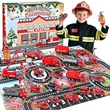 YOOHBERRYS Adventskalender Feuerwehr Auto Kinder 2025, Feuerwehr Spielzeug aus Metall, Weihnachtskalender Kinder Geschenk Kleine Fahrzeuge für Jungen 2 3 4 5 6 7 Jahre