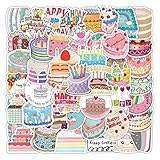 AUCEKO 100 Stück Geburtstagstorte Aufkleber Pack Torten Sticker Set wasserdichte Vinyl Sticker für Laptop Kinder Autos Motorrad Fahrrad Skateboard Gepäck Koffer Computer Aufkleber Graffiti Decal