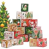 24 Adventskalender zum Befüllen, Adventskalender Tüten mit 24 Kisten, Geschenkbeutel Adventskalender Boxen, Schachteln zum Befüllen, 24 Boxen (Box)