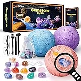 GobiDex Ausgrabungsset für Kinder, Natürliche Edelsteine und Kristalle, Mineralien Steine für Kinder ab 6 7 8 9 10, Mond Schatzsuche Spielzeug, Sonnensystem, Planeten Geschenk für Jungen und Mädchen