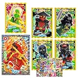 Bundle mit Lego Ninjago Karten Trading Cards Serie 10 - BLUTMOND Sammelkarten (2025) - LE1+XXL1+LE10+LE11+LE12+LE13 Gold Karten + Exklusive Geburtstagskarte