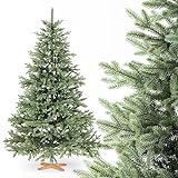 FAIRYTREES künstlicher Weihnachtsbaum ALPENTANNE Premium, Material Mix aus Spritzguss & PVC, Ständer aus Holz, 180cm, FT17-180