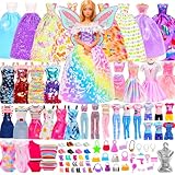Miunana 110+ Kleidung für Puppen Puppenkleidung Fashion Kleider Tops Bluse Hosen Abendkleider Badenanzüge Minikleider Schuhe Kleiderbügel Handtasche Flügel Zubehör für 11,5 Zoll Mädchen Puppen