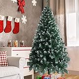 LEADZM Künstlicher Weihnachtsbaum 180 cm Grün & Weiß - Weihnachtsbaum mit Metallständer, Naturgetreu, dichte Zweige, flammhemmendes PVC, für Zuhause, Büro, Geschäfte und Hotels