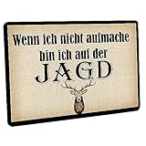 Crealuxe Fussmatte – “ Wenn ich Nicht aufmache Bin ich auf der Jagd “ - 60x40 cm - Gummi Rückseite/rutschfest - Filzoberfläche - Bedruckte Türmatte - Innenmatte - Schmutzmatte