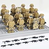 ATING 12 Stück Militärfiguren Set, Camouflage Special Forces Figuren, Mini Soldaten Militär Base Spielzeug mit Waffen, Cosplay Geschenke für Kinder