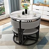 Empfang im Büro Runder Tisch Business-Couchtisch Esstisch-Stuhl-Kombination, 80cm Kleine runde Tische Gartenmöbel-Set Home-Office-Küche (Color : Gris)