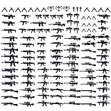 PizazzToy Militär Waffen Set, 90 Stück WW2 Armee-Waffen Custom Figuren SWAT Team Waffen Baustein - CT01