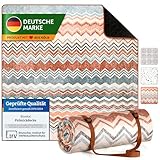 Blumtal Premium Picknickdecke wasserabweisend 200x200 cm Boho & Terrazzo Design - waschbare Stranddecke gepolstert + weiche Zwischenfüllung - Outdoor Decke aus Oxford-Gewebe - Decke Boho Zickzack