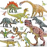 GizmoVine Dinosaurier Spielzeug,Dinosaurier Figuren,Dino Spielzeug ab 3 Jahre Geschenk Set,Bewegliche Gelenke,25cm Lange Dinosaurier Wie T-Rex Figur,Triceratops und Velociraptor……