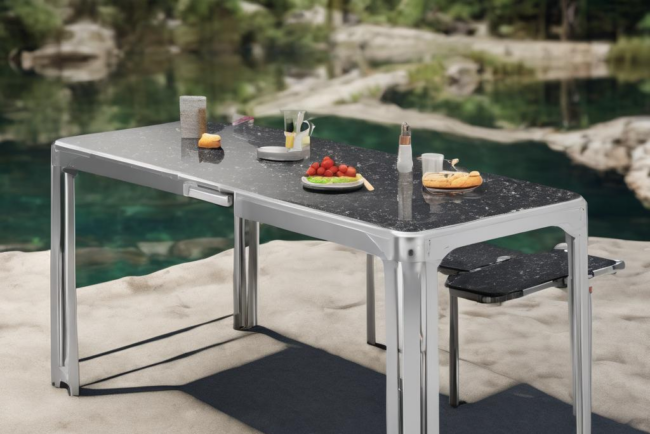 Campingzubehör: Der perfekte Esstisch aus Granit und Edelstahl für dein Outdoor-Abenteuer