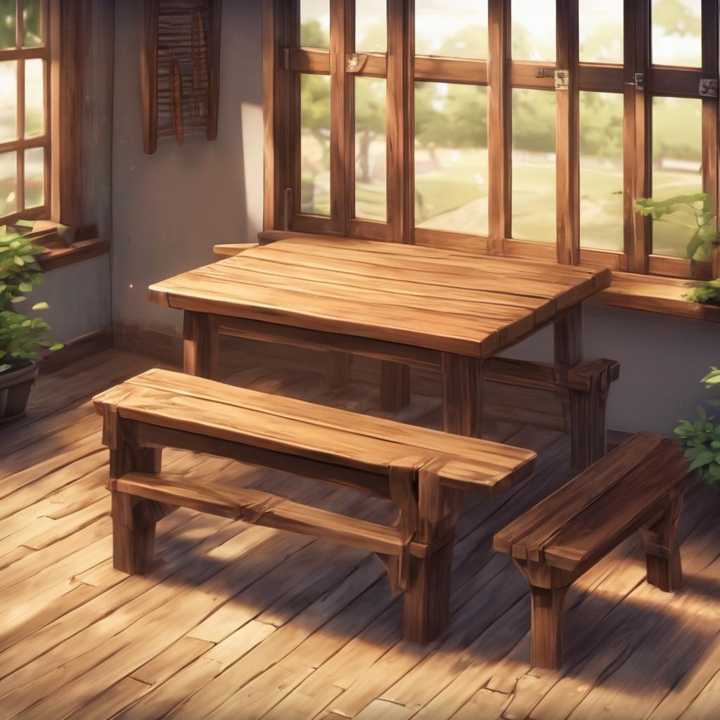 Der perfekte Ort für gesellige Abende: Der Holztisch mit Sitzbank